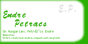 endre petracs business card